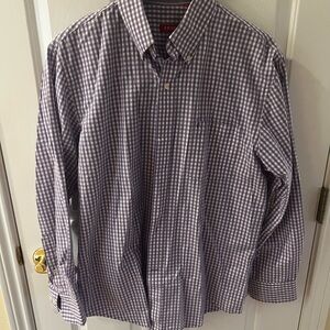 Izod Men's Purple Gingham Button Down Shirt